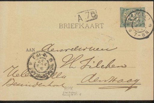 Postcard to Philip Zilcken