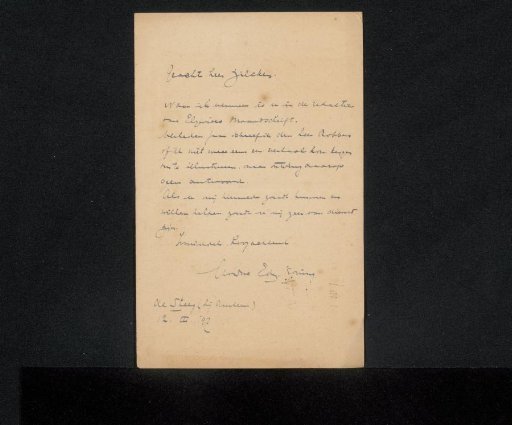 Letter to Philip Zilcken