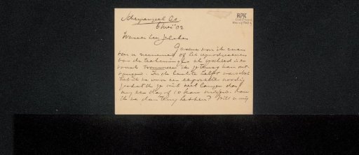 Letter to Philip Zilcken