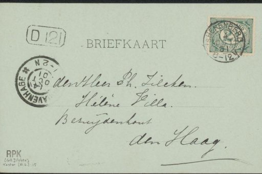 Postcard to Philip Zilcken