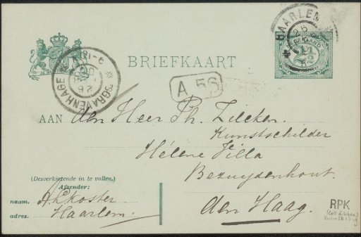 Postcard to Philip Zilcken