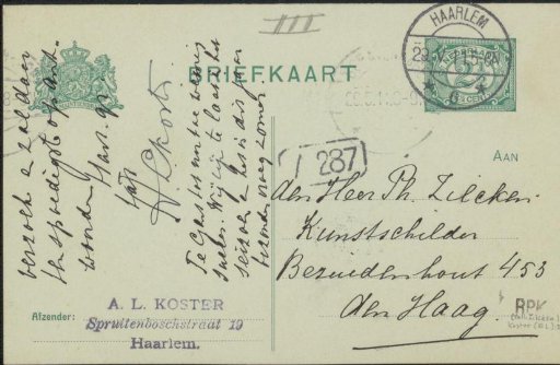 Postcard to Philip Zilcken