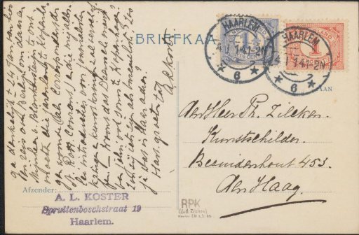 Postcard to Philip Zilcken