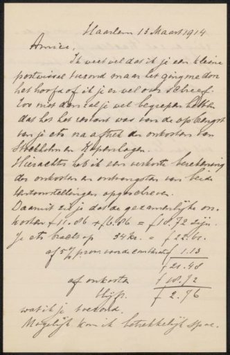 Letter to Philip Zilcken
