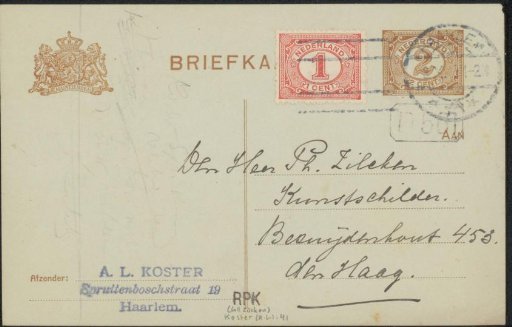 Postcard to Philip Zilcken