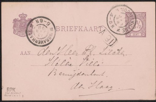 Postcard to Philip Zilcken