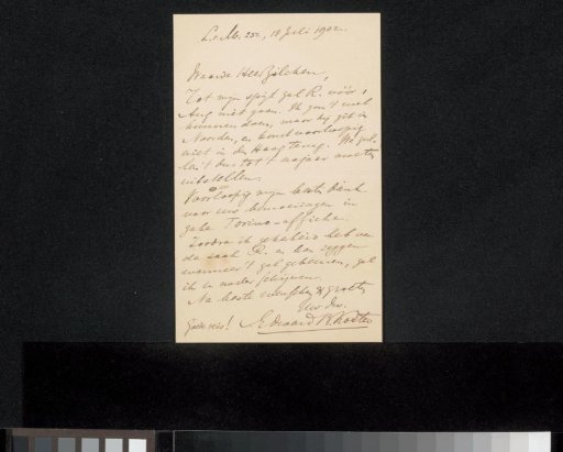 Letter to Philip Zilcken