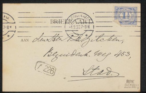 Postcard to Philip Zilcken
