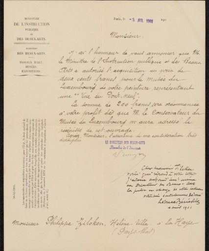 Letter to Philip Zilcken