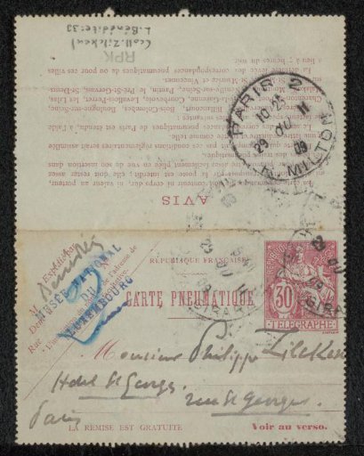 Postcard to Philip Zilcken