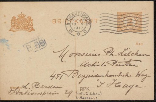 Postcard to Philip Zilcken
