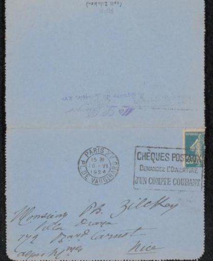 Letter to Philip Zilcken
