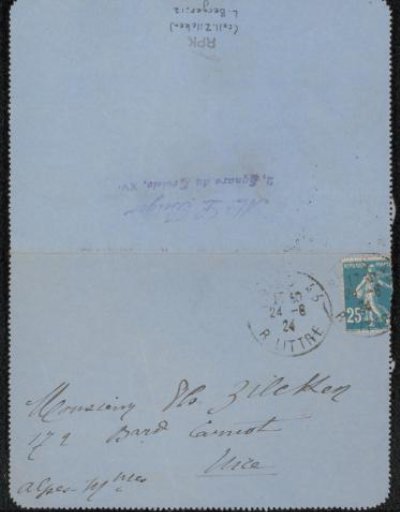 Letter to Philip Zilcken