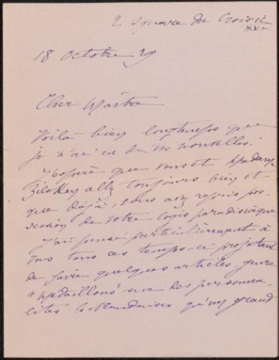 Letter to Philip Zilcken