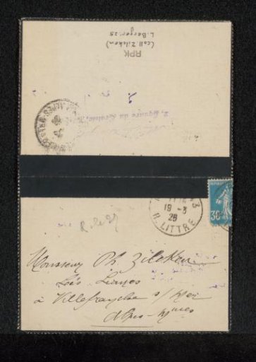 Letter to Philip Zilcken