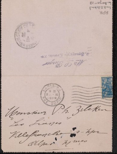 Letter to Philip Zilcken