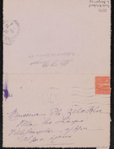 Letter to Philip Zilcken
