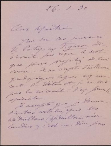 Letter to Philip Zilcken
