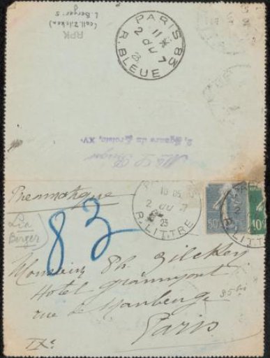 Letter to Philip Zilcken