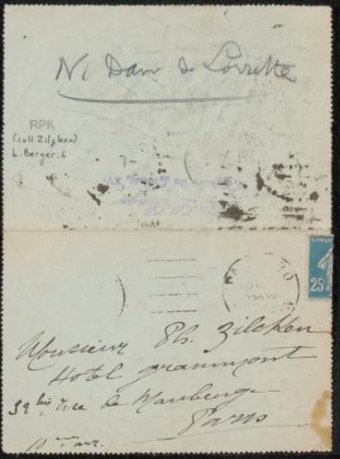 Letter to Philip Zilcken