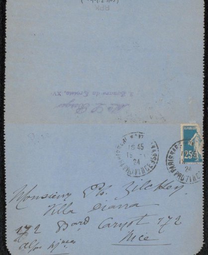 Letter to Philip Zilcken