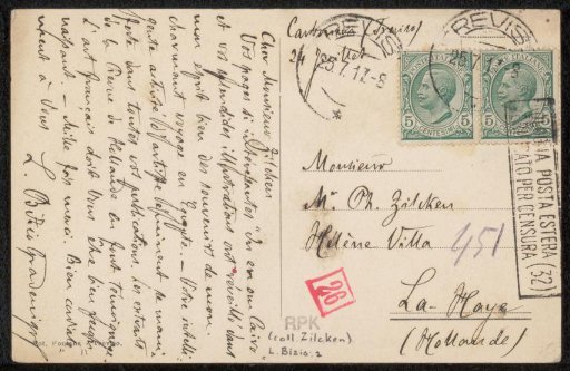 Postcard to Philip Zilcken