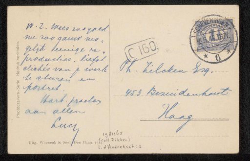 Postcard to Philip Zilcken
