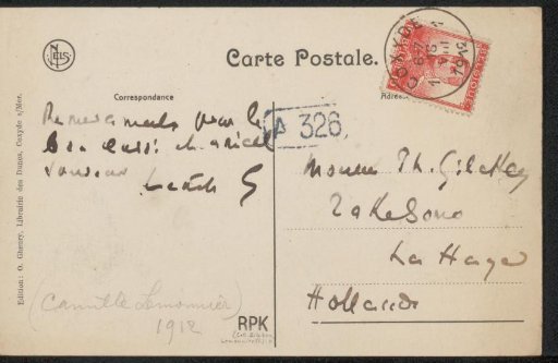 Postcard to Philip Zilcken