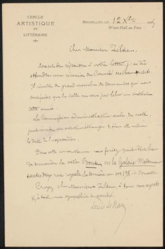 Letter to Philip Zilcken