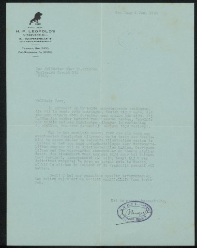 Letter to Philip Zilcken
