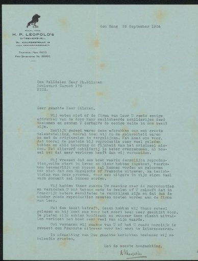 Letter to Philip Zilcken