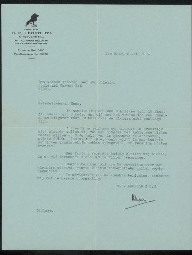 Letter to Philip Zilcken