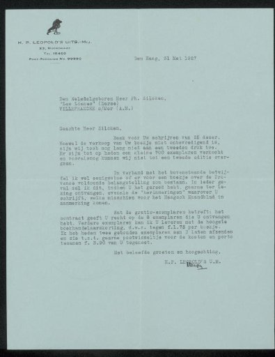 Letter to Philip Zilcken