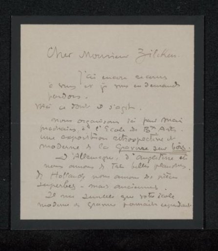 Letter to Philip Zilcken