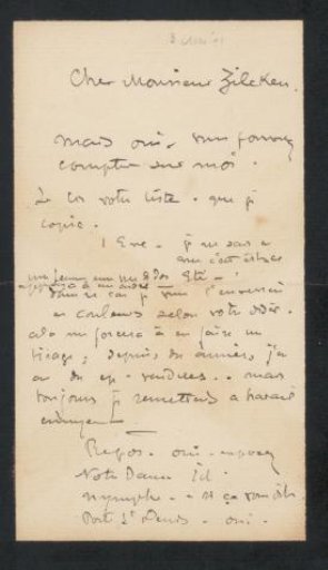 Letter to Philip Zilcken