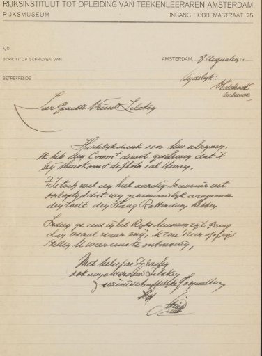 Letter to Philip Zilcken
