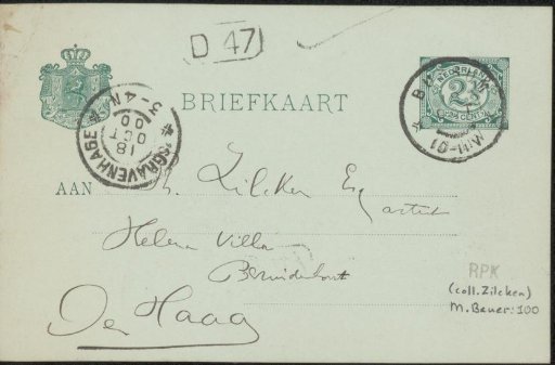 Postcard to Philip Zilcken