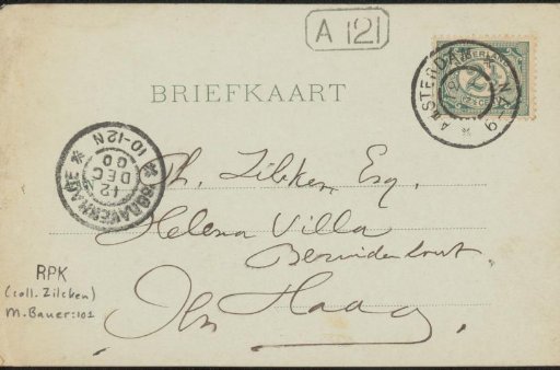 Postcard to Philip Zilcken