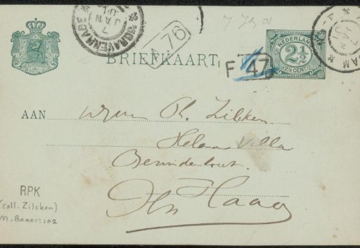 Postcard to Philip Zilcken