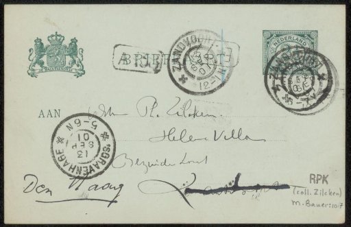 Postcard to Philip Zilcken