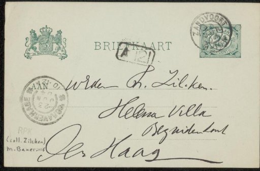 Postcard to Philip Zilcken