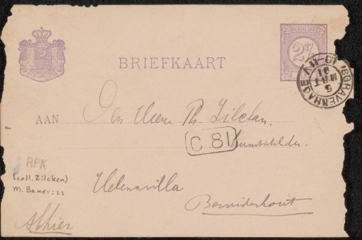Postcard to Philip Zilcken