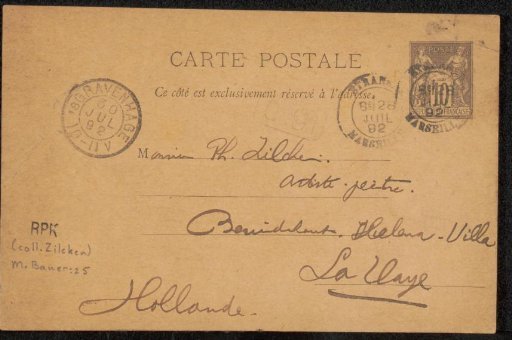 Postcard to Philip Zilcken