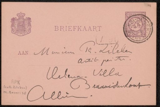 Postcard to Philip Zilcken