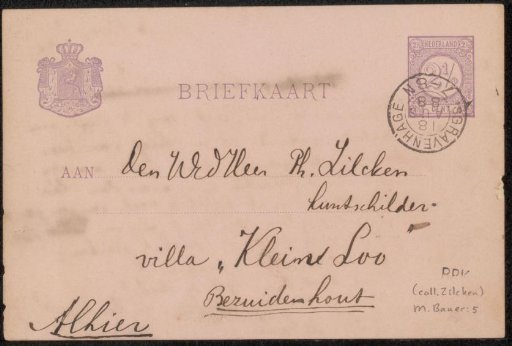 Postcard to Philip Zilcken