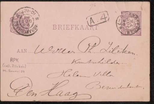 Postcard to Philip Zilcken