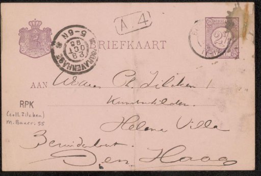 Postcard to Philip Zilcken
