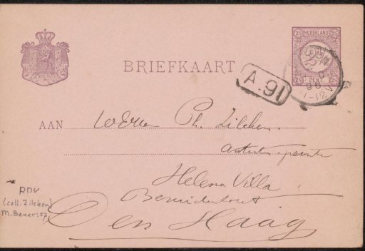 Postcard to Philip Zilcken