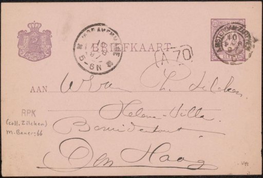 Postcard to Philip Zilcken