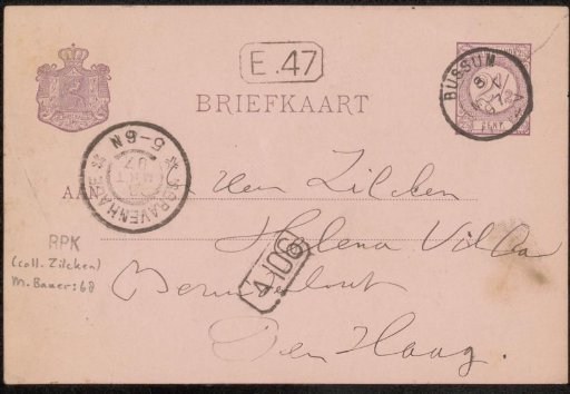 Postcard to Philip Zilcken